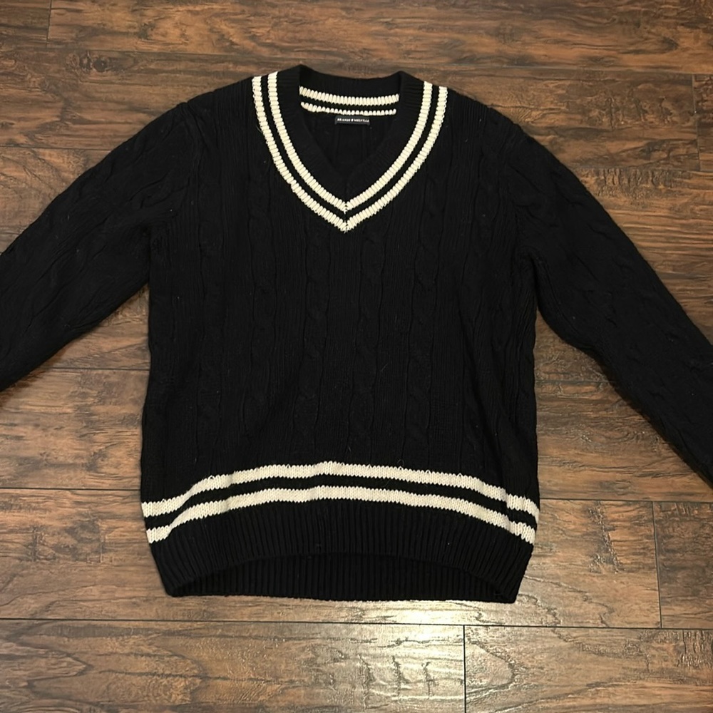 Brandy Melville Nikki Heavy Wool Stripe Sweater, one size, black